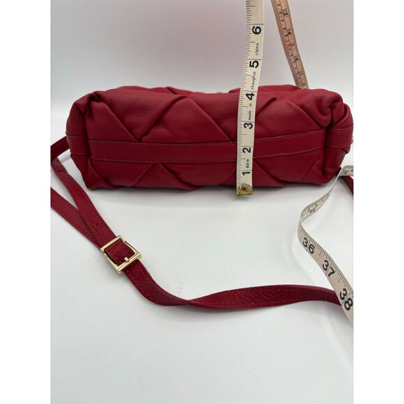 Valentina Fiore Red Italian Leather Handbag  Crossbody Adjustable Purse - Picture 10 of 10
